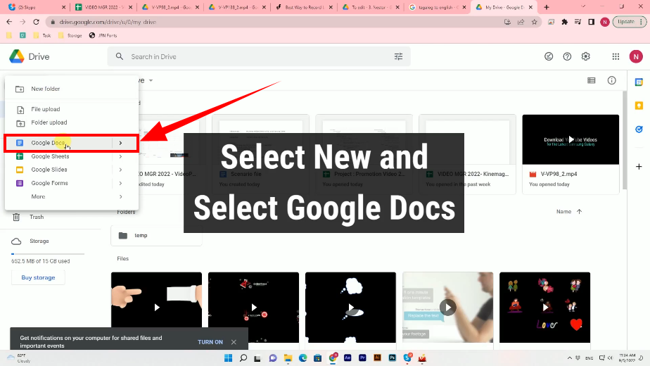 share the scenario, select google docs