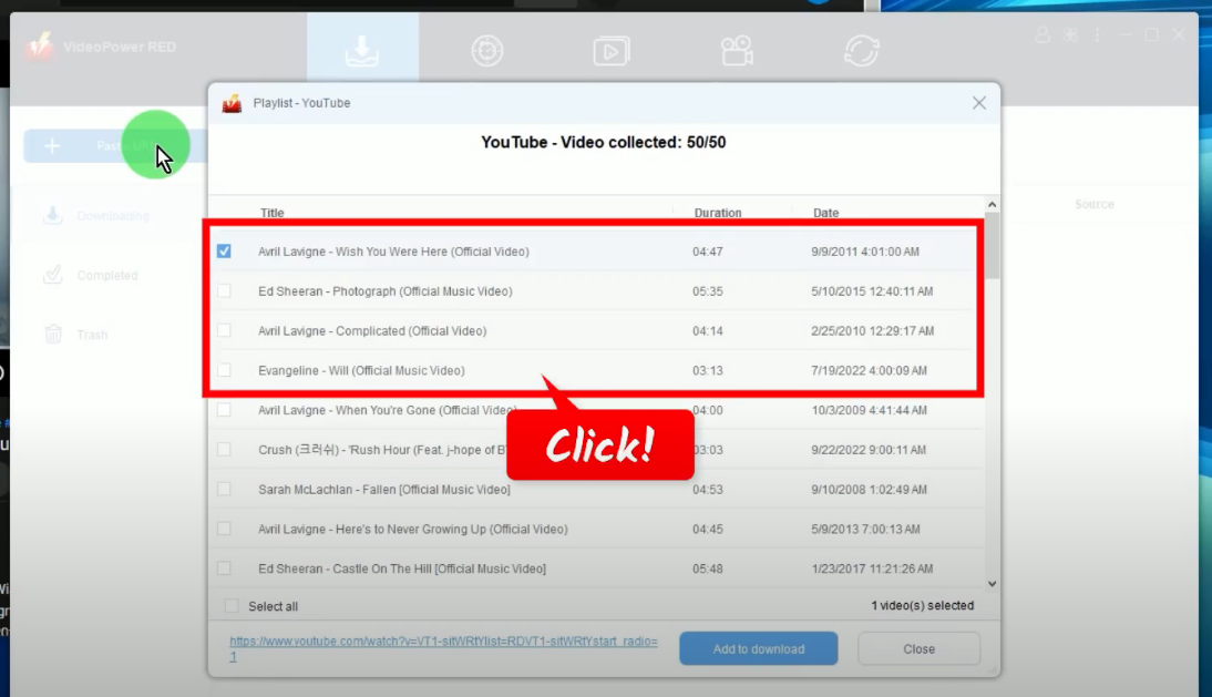 download youtube video playlists, select videos
