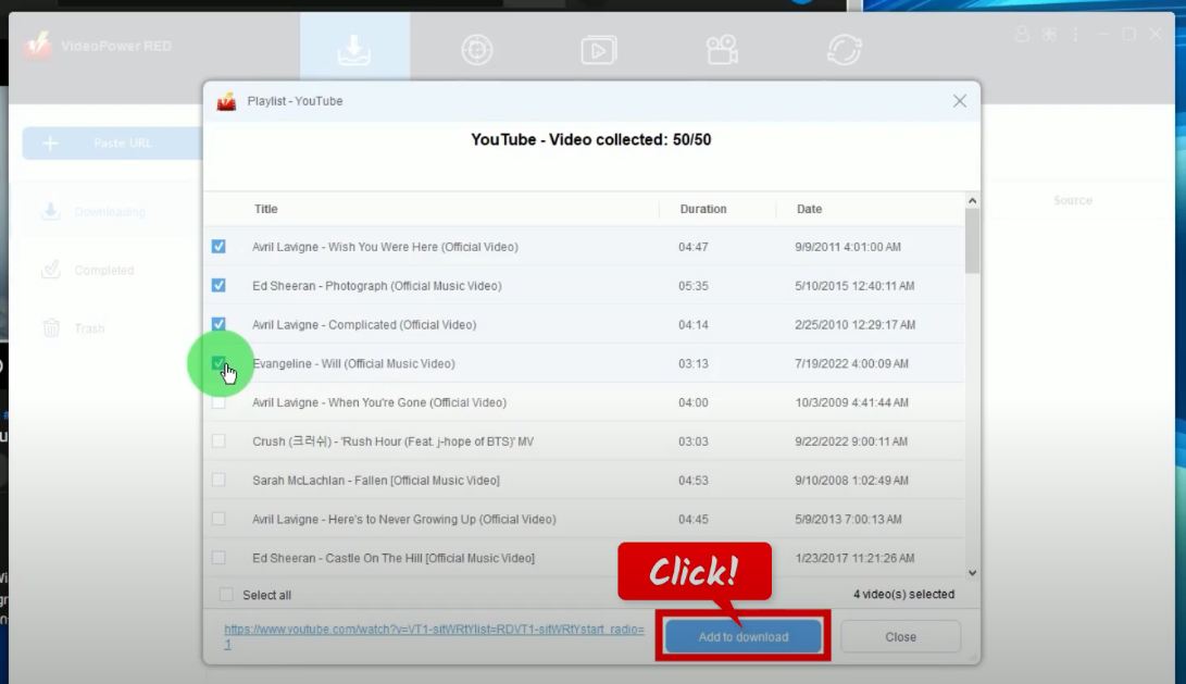 download youtube video playlists, add to downloading