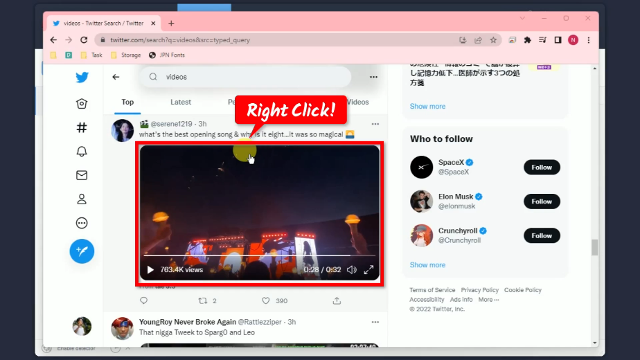 download videos from twitter, copy the video url
