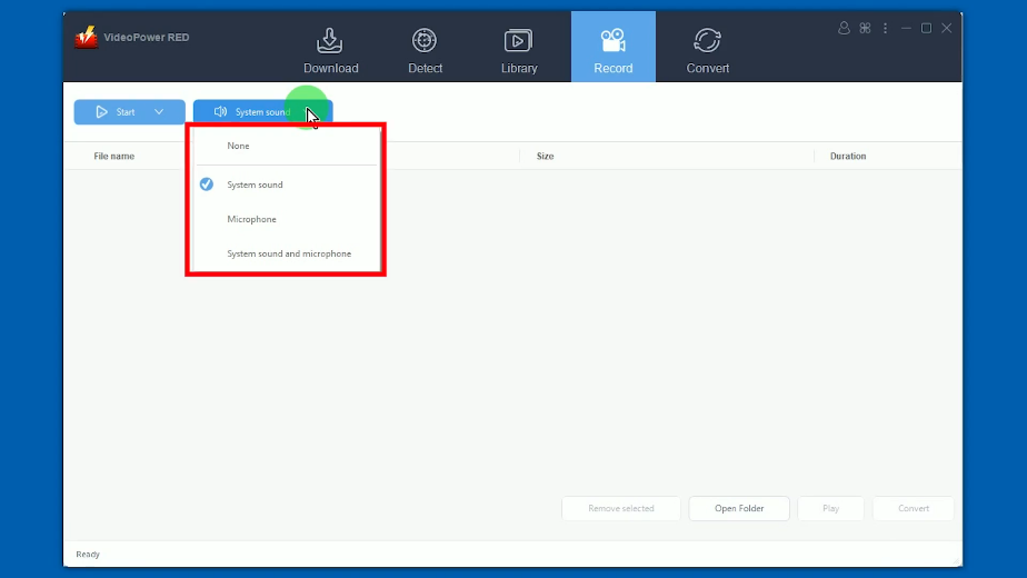 record vimeo video, set to system sound
