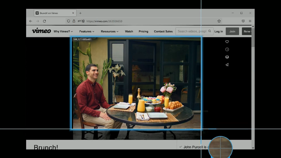 record vimeo video, select a recording area