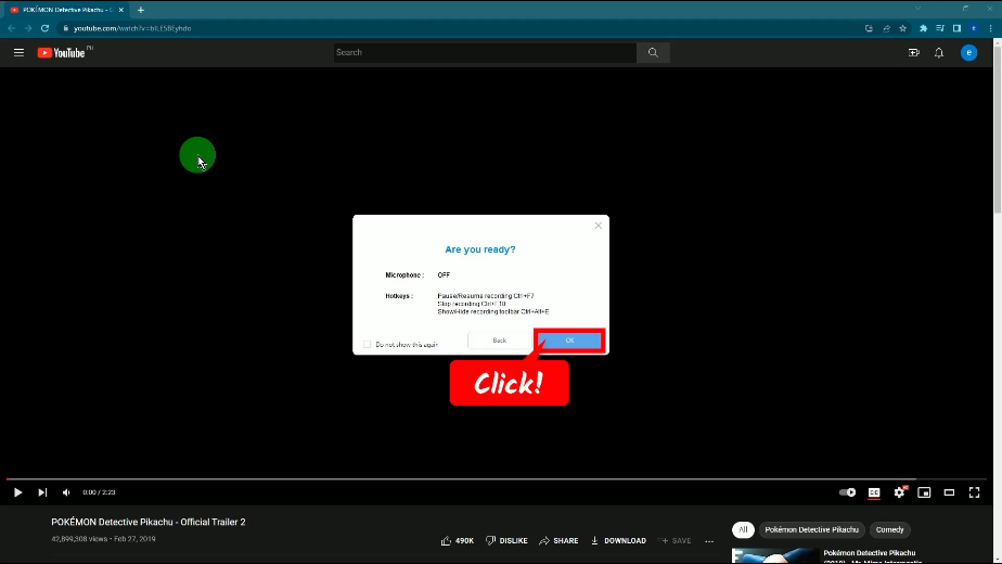 video downloader, proceed to recording