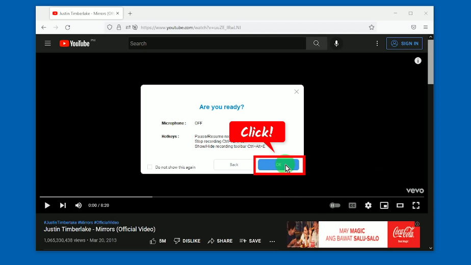 youtube hd video downloader, confirmation prompt