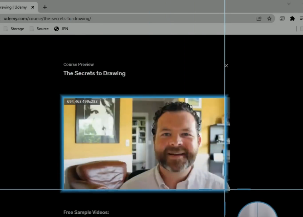 record udemy videos, select recording area