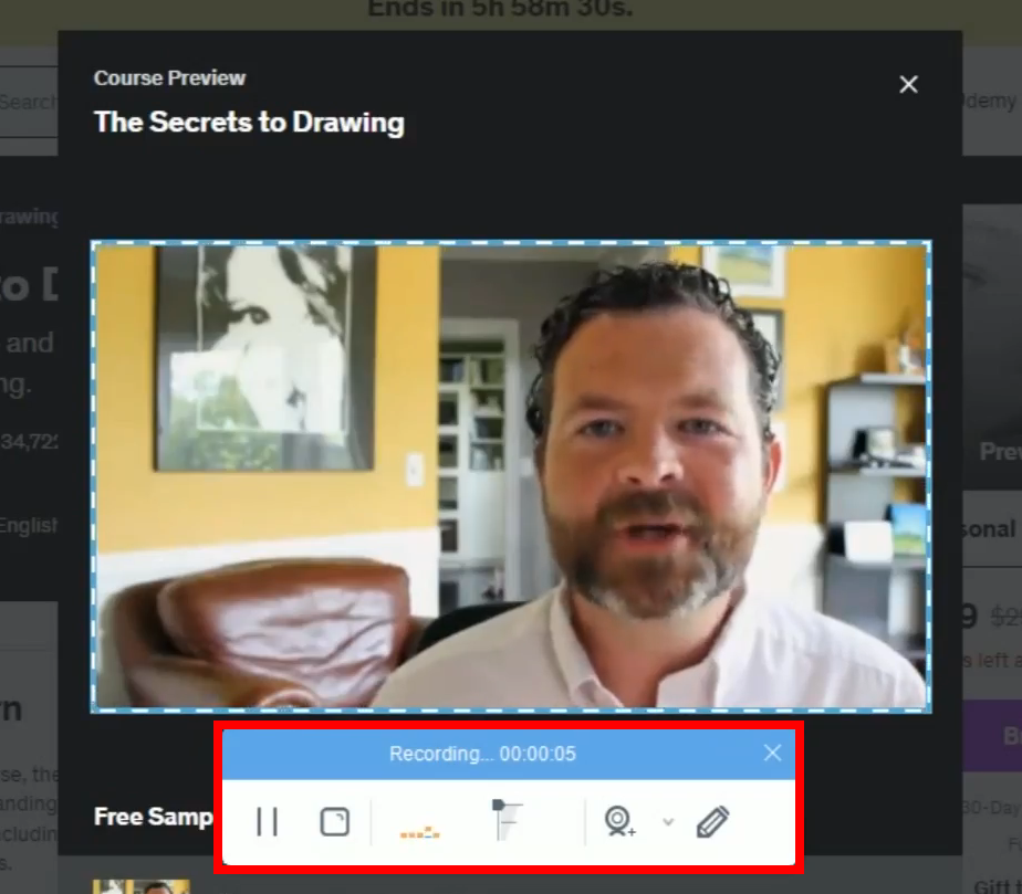 record udemy videos, recording begins