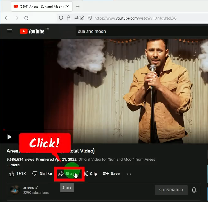 youtube to ipad converter, click share