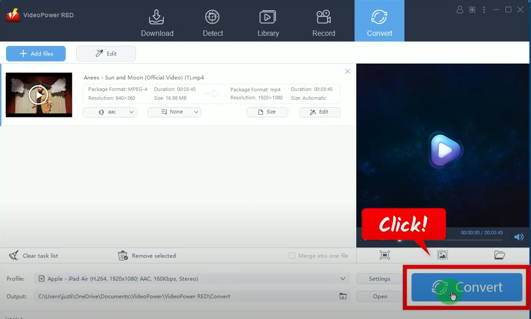 youtube to ipad converter, begin the conversion