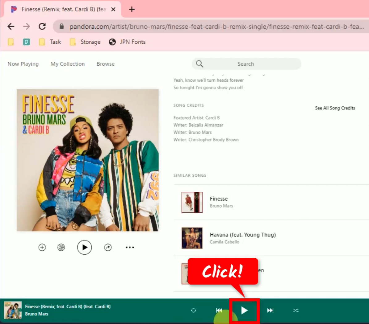 record pandora music, play music