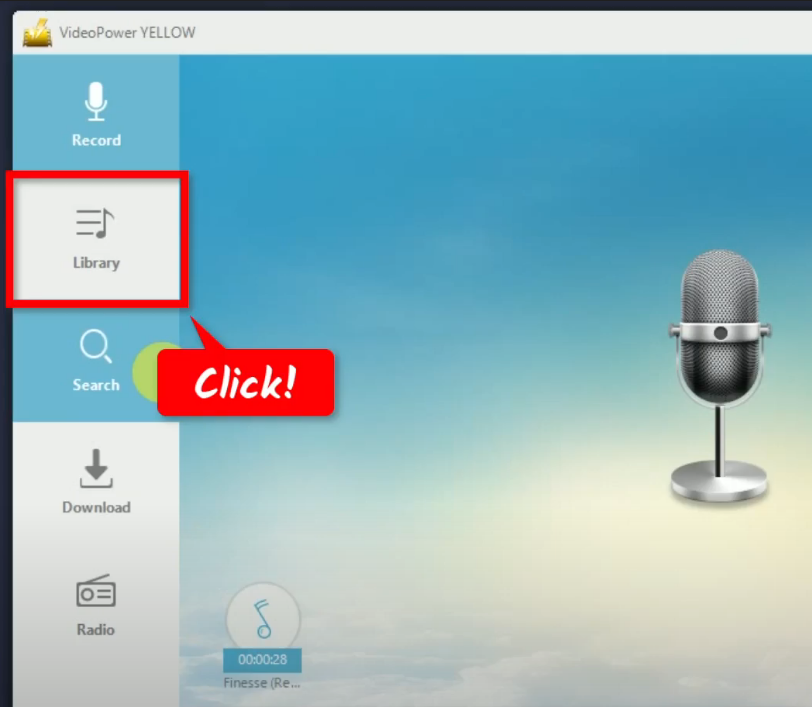 record pandora music, library function menu