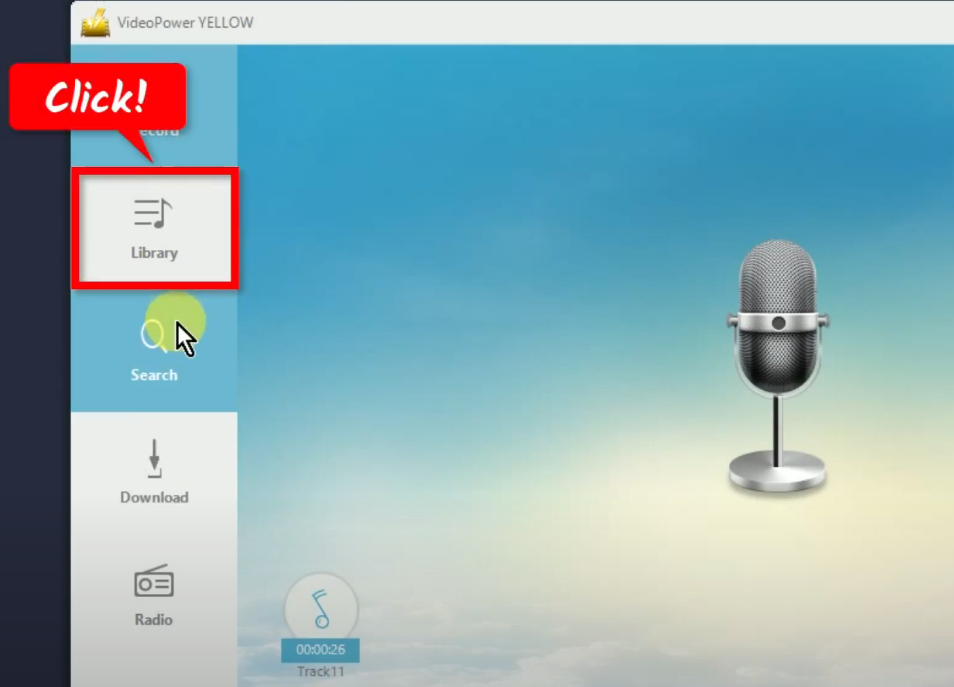 record saavn music, library function menu