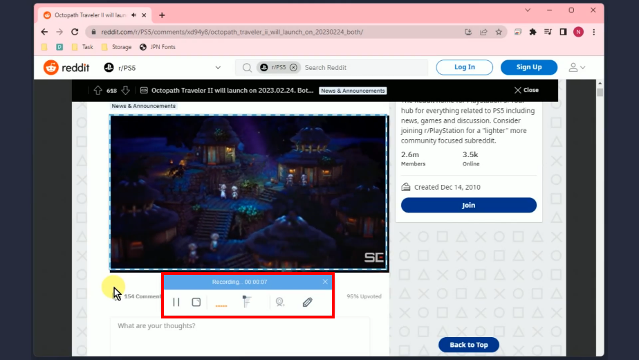 download videos from reddit, recording begins