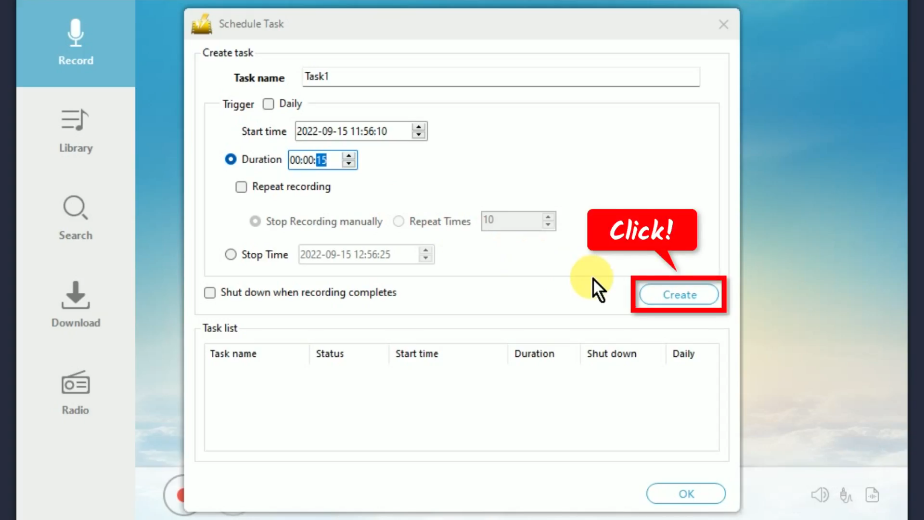 total recorder alternative, create task