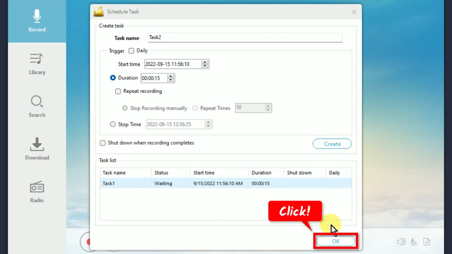 total recorder alternative, click ok