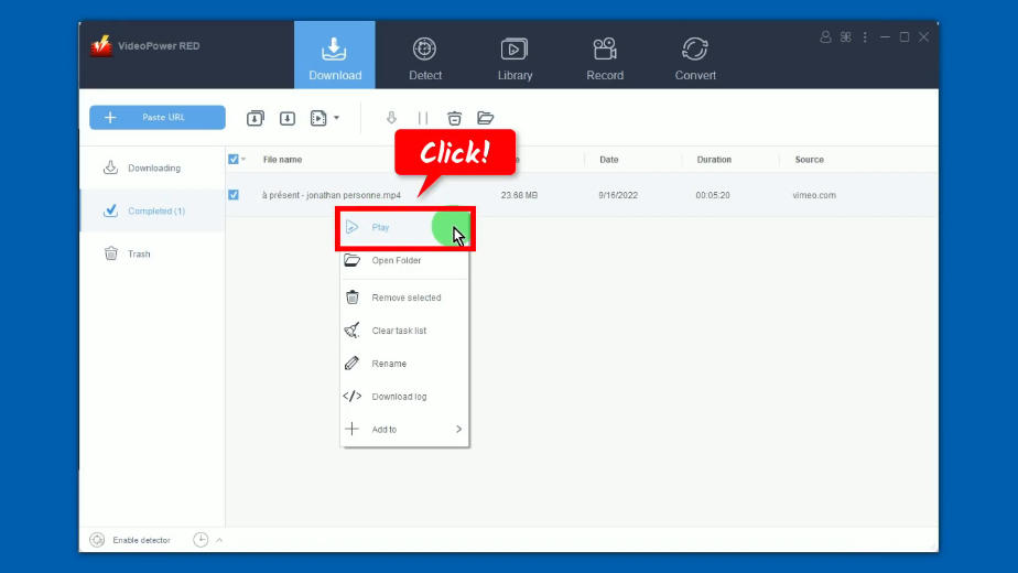 vimeo downloader, preview downloaded video