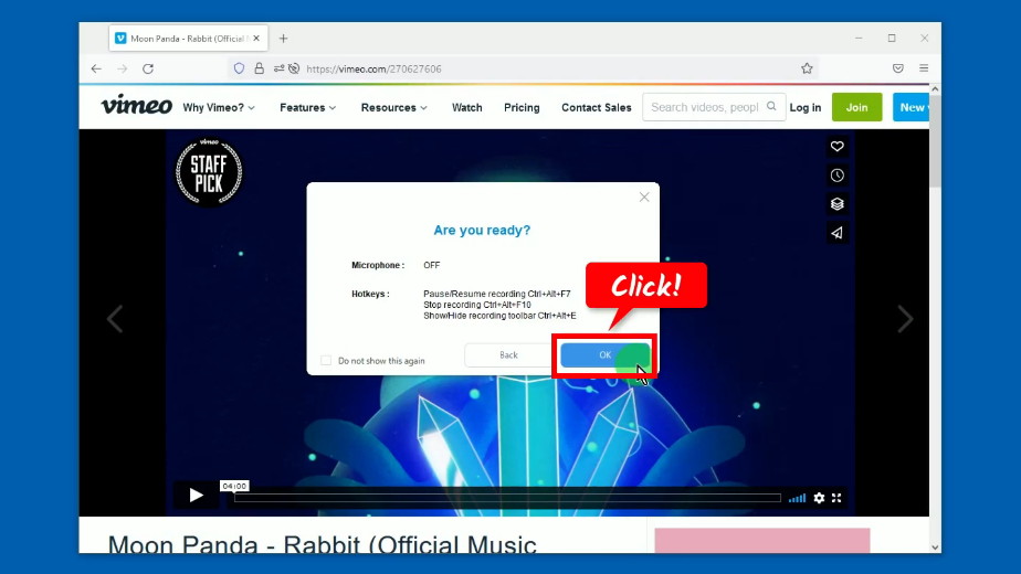 vimeo downloader, confirmation prompt