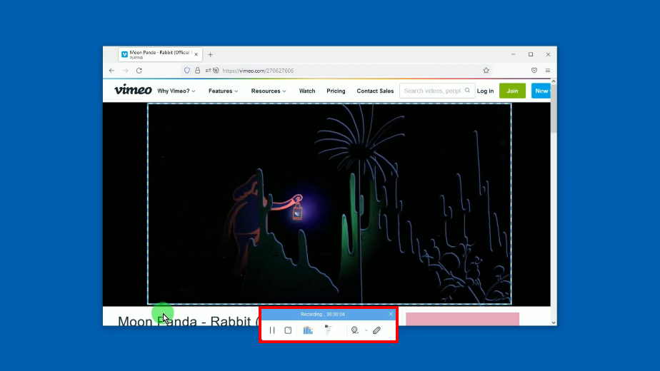 vimeo downloader, begin the recording