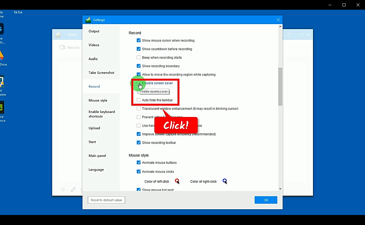 record screen, auto hide desktop icon windows 10, select sound source
