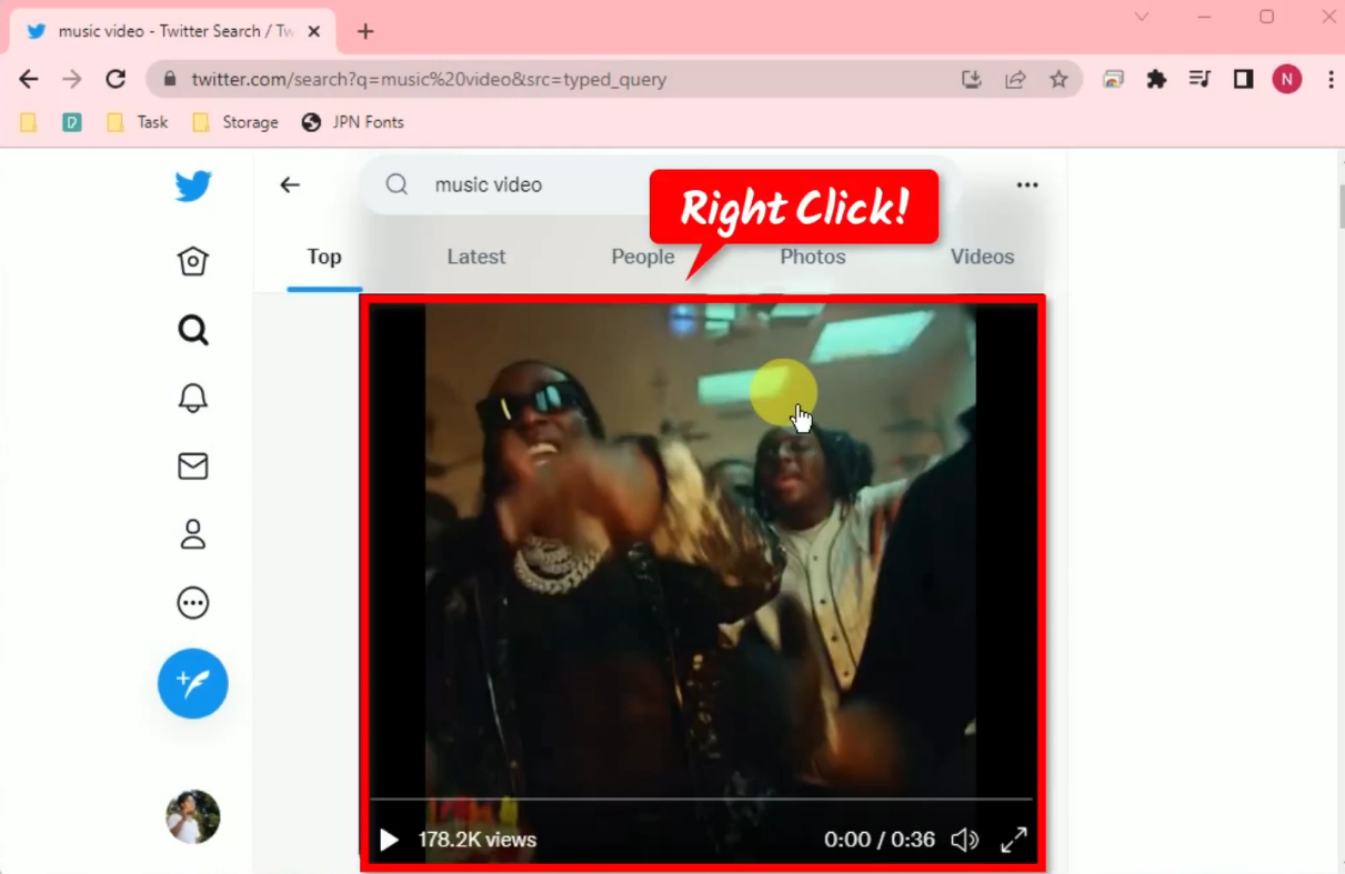 download twitter videos to mp3, right-click the twitter video