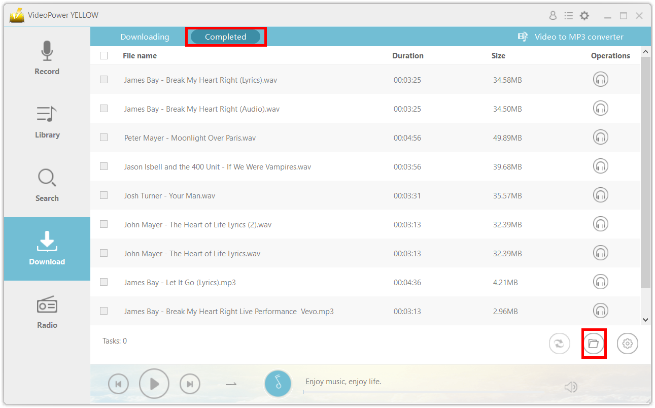 burn YouTube music to a CD, VideoPower YELLOW, open the file location