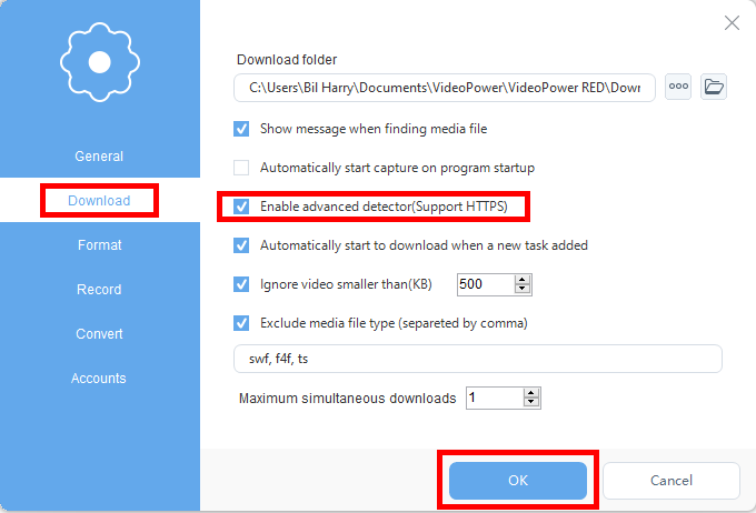how to download a portion of a video, Tubechop video downloader, Tubechop download online, Tubechop Downloader, VideoPower RED, external detect settings