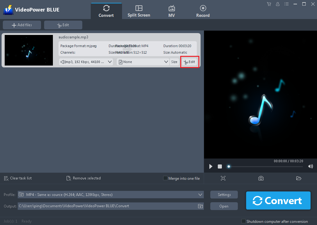 How to Cut Music file with VideoPower BLUE, video editor program, edit