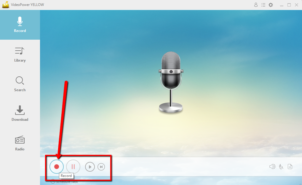 record sound for Windows 8, VideoPower YELLOW, start recording.