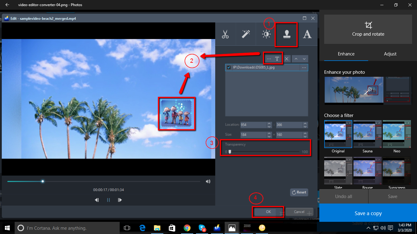 ビデオに画像を配置する、VideoPower BLUE、画像を追加する