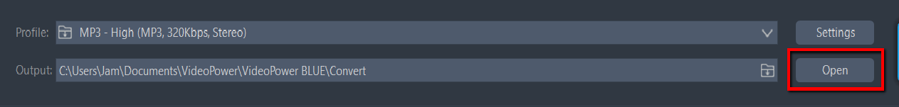  convert 3GA to MP3, VideoPower BLUE open the output folder.