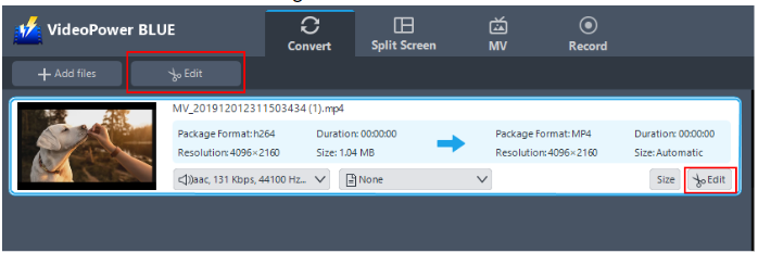 Best Converter Software, VideoPower BLUE, Edit files