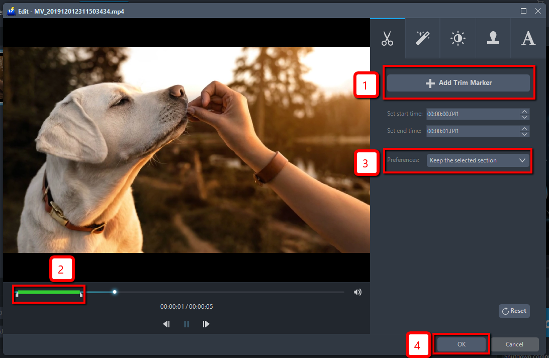 Best Converter Software, VideoPower BLUE, trim the video