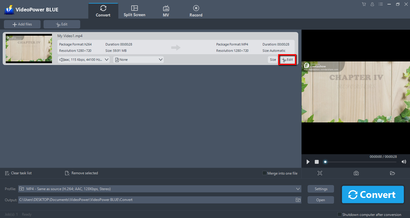 MP4 to M4R Converter, Edit