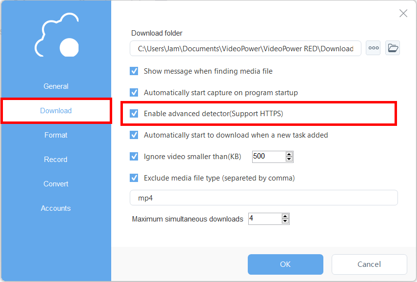 download video,video downloader chrome, enable the advanced detector