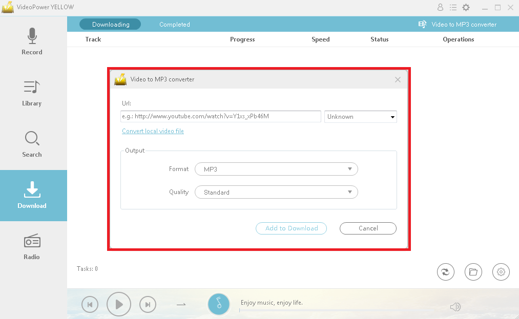 How to Download Songs from YouTube, VideoPower YELLOW, paste URL