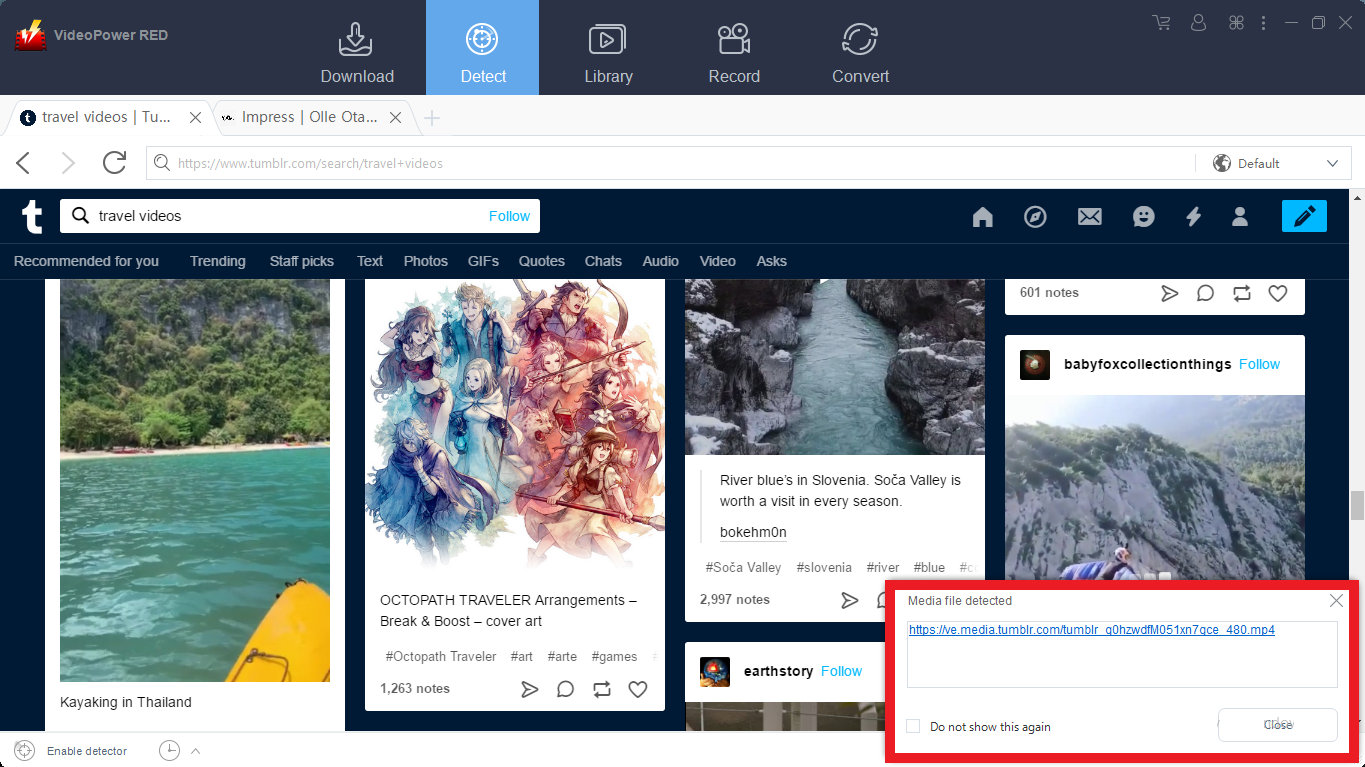 download video, download Tumblr videos, auto-detect other sites