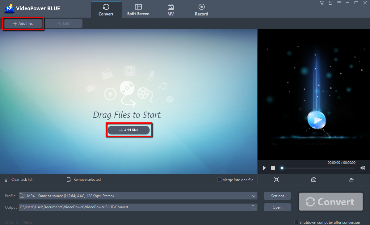 How to Convert DVD to MP3, VideoPower BLUE, Add Files
