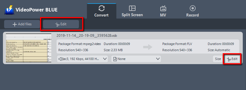 How to Convert DVD to MP3, VideoPower BLUE, Edit