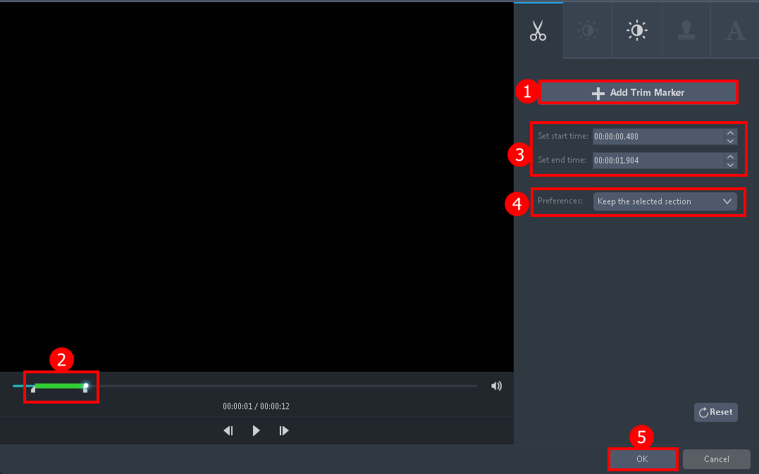 Edit audio, edit video clips to merge, edit audios