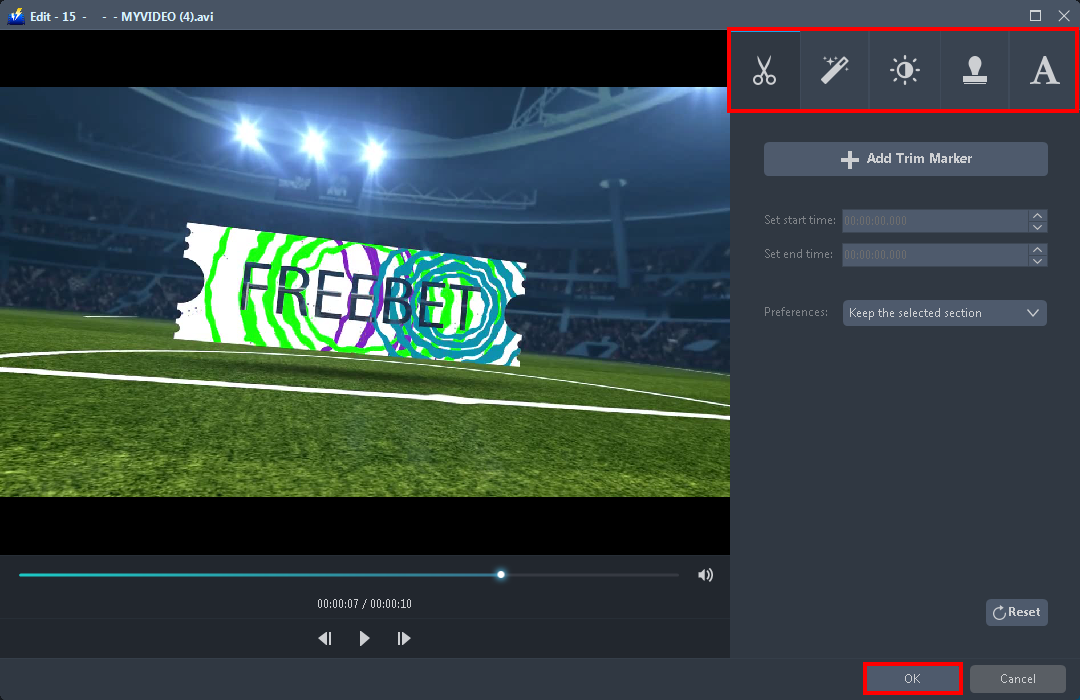 Convert video, AVI to WebM converter free, use the video editor
