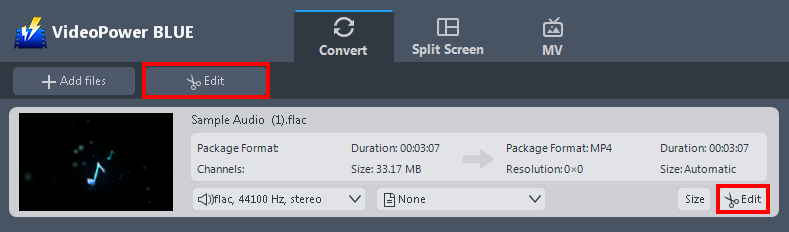 Convert format, audio converter flac to m4a, edit file