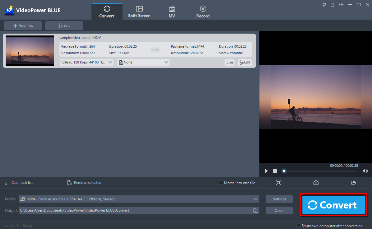 convert Movie Maker to MP4,, VideoPower BLUE, Convert