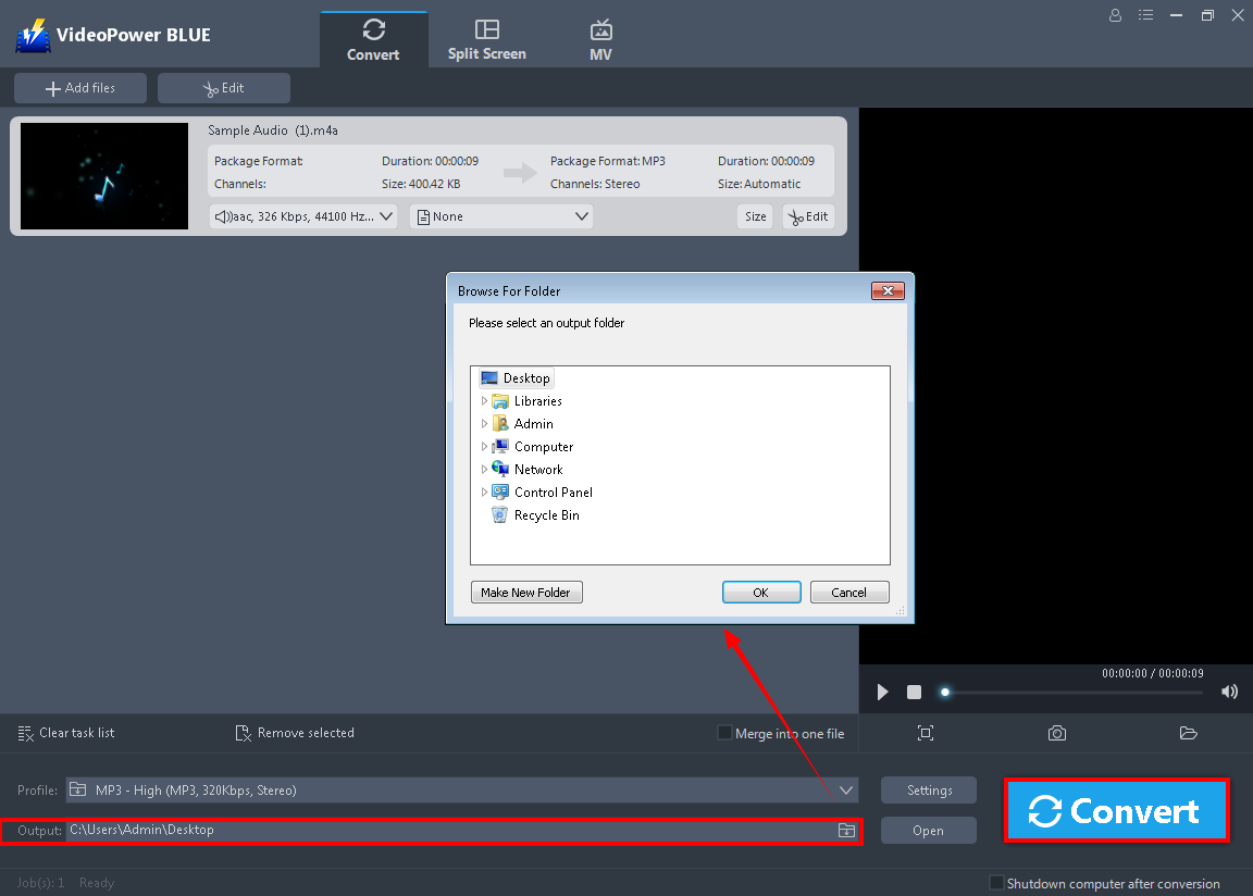 Audio Converter, VideoPower BLUE, convert