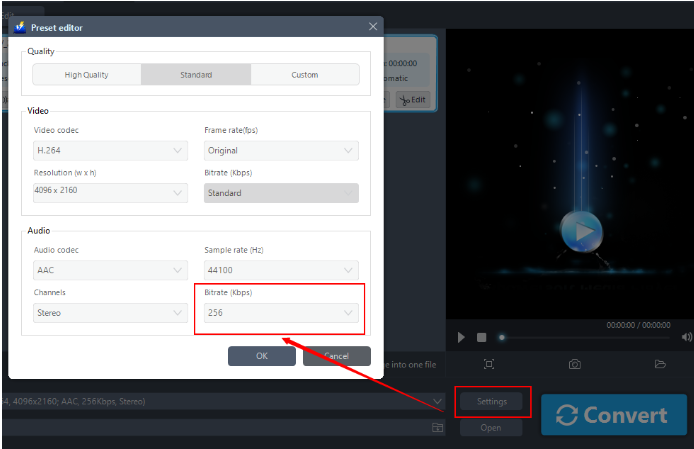 Best Video Converter Software, VideoPower BLUE, Preset setting