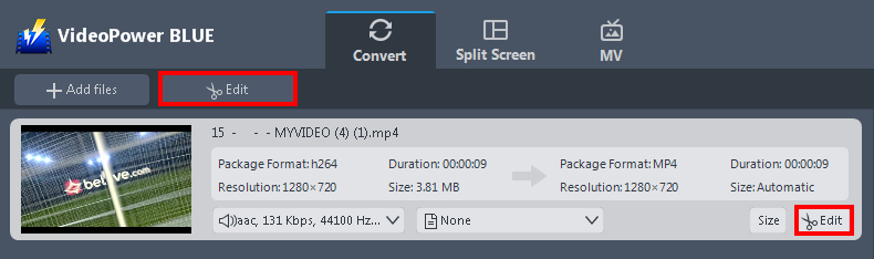 Edit video, trim MP4 without re-encoding free, open the edit window