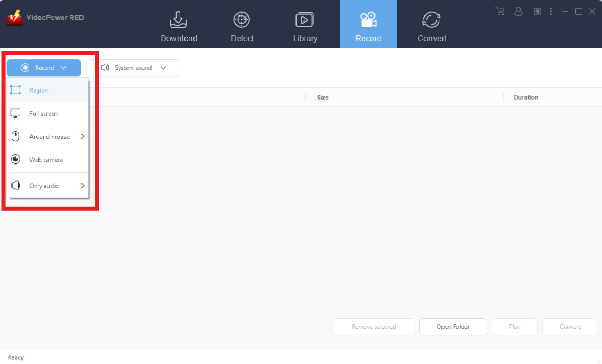 Download facebook private video, download facebook private video hd, select recording mode