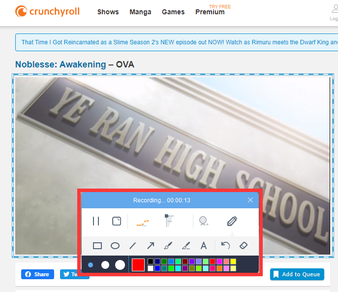 start recording, record screen