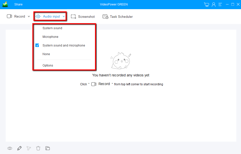 Record with Microphone Sound, Best screen capture app, VideoPower GREEN, audio input
