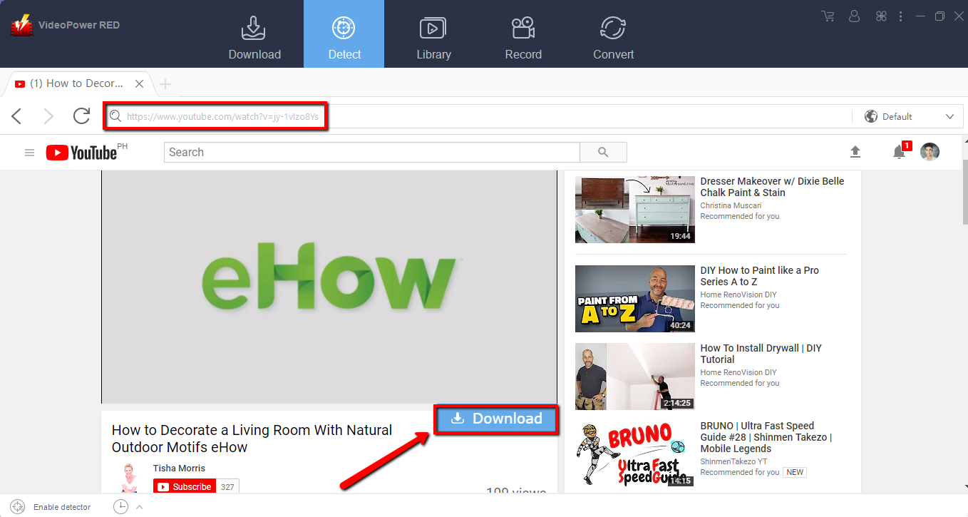 download video, download eHow for pc, embedded browser