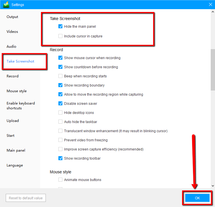 take a screenshot, OBS display capture black screen Windows 10, check the settings checklist