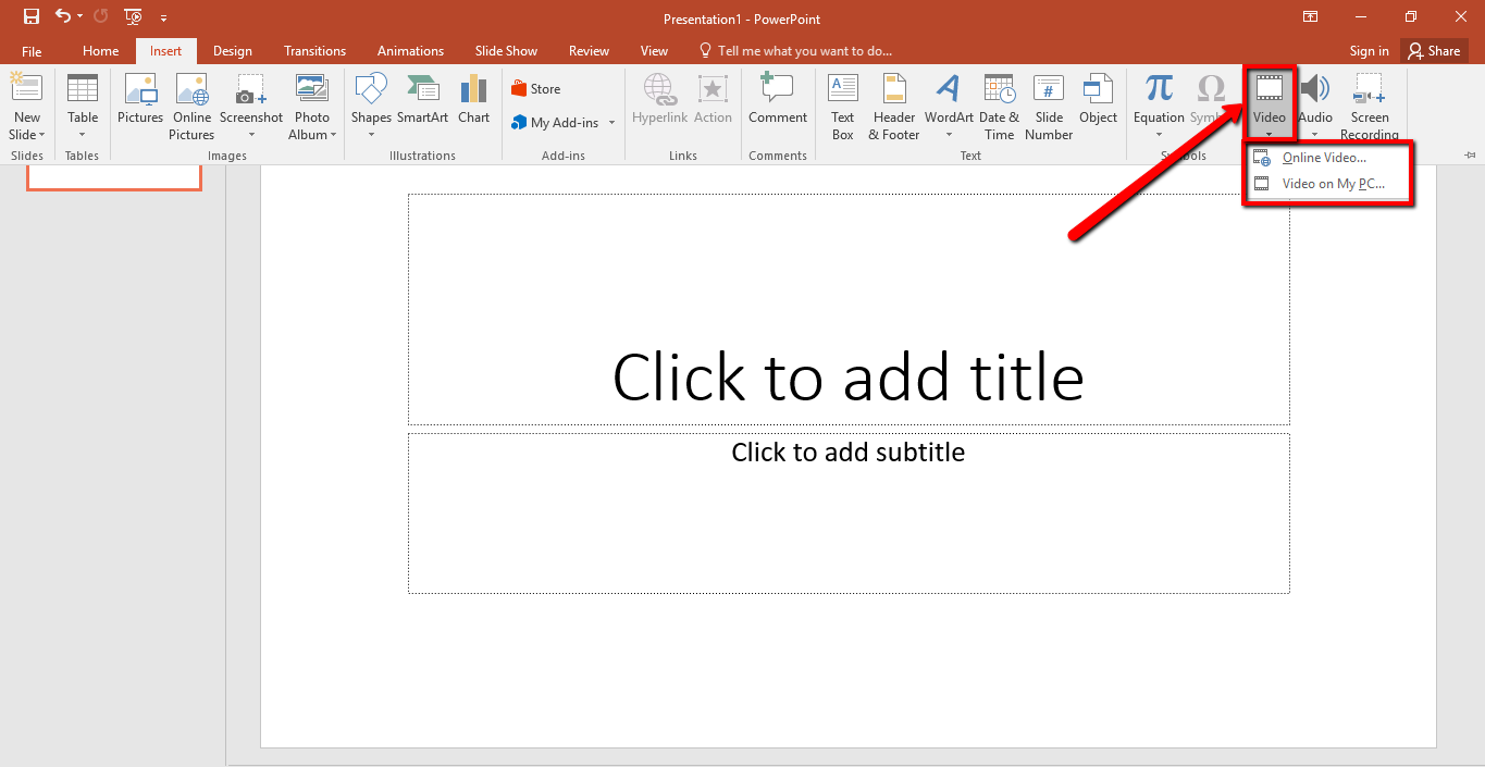 download video, how to put a YouTube Video in Powerpoint Offline, click the video 